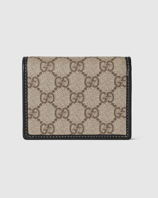 Gucci Horsebit GG Supreme Canvas and Black Leather Compact Wallet