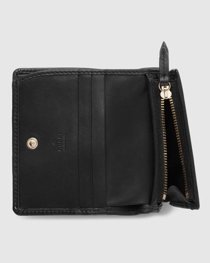 Gucci Horsebit GG Supreme Canvas and Black Leather Compact Wallet