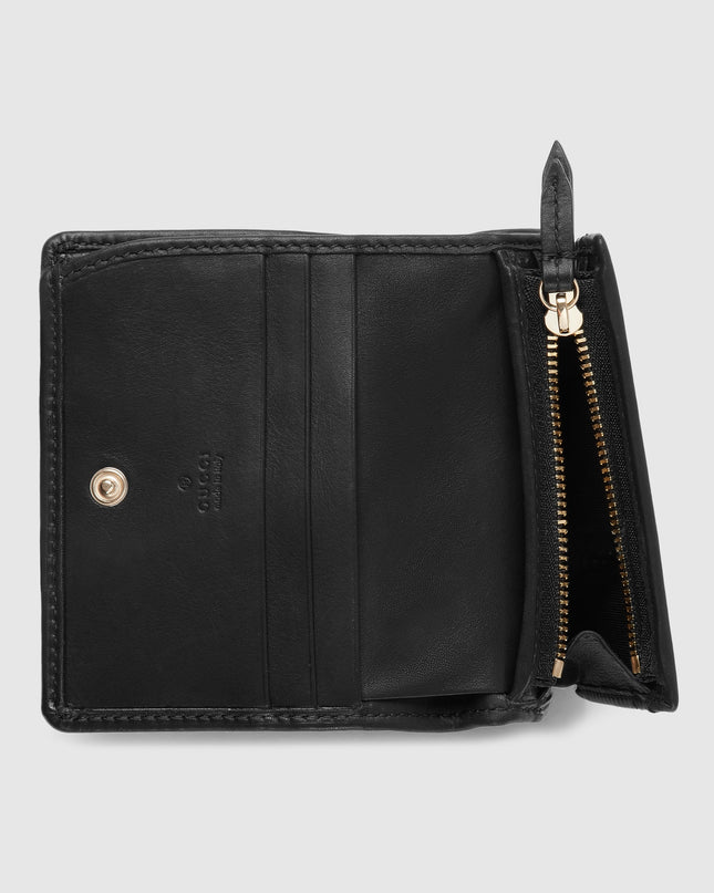 Gucci Horsebit GG Supreme Canvas and Black Leather Compact Wallet