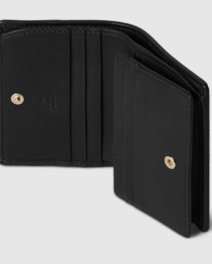 Gucci Horsebit GG Supreme Canvas and Black Leather Compact Wallet