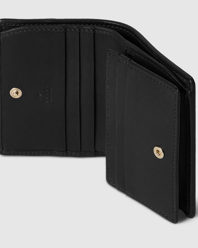 Gucci Horsebit GG Supreme Canvas and Black Leather Compact Wallet