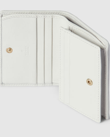 Gucci Horsebit GG Supreme Canvas and White Leather Compact Wallet