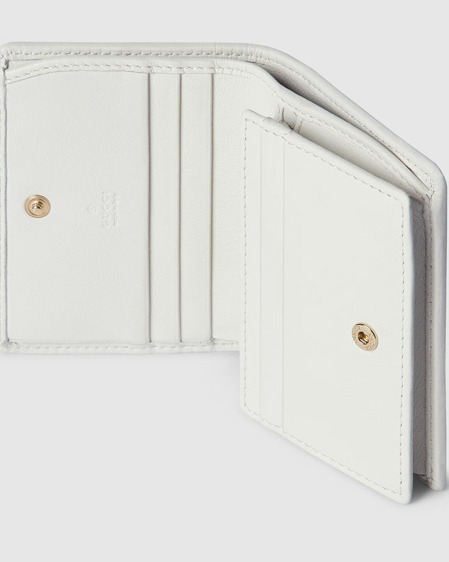 Gucci Horsebit GG Supreme Canvas and White Leather Compact Wallet