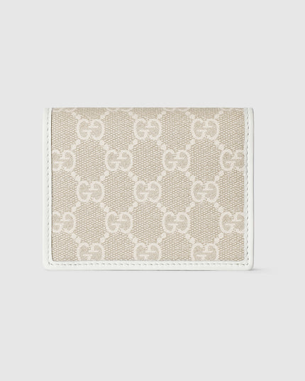 Gucci Horsebit GG Supreme Canvas and White Leather Compact Wallet