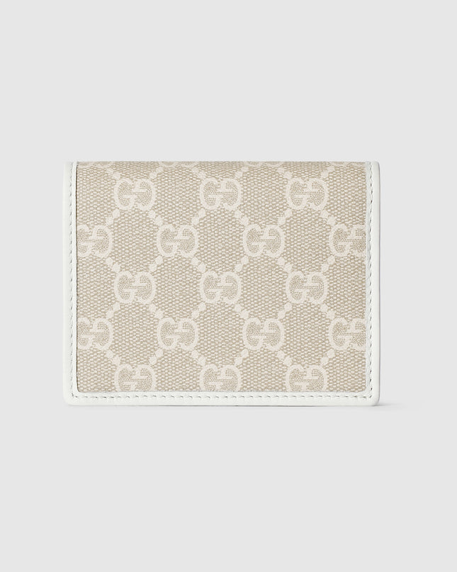 Gucci Horsebit GG Supreme Canvas and White Leather Compact Wallet