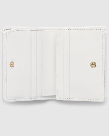 Gucci Horsebit GG Supreme Canvas and White Leather Compact Wallet