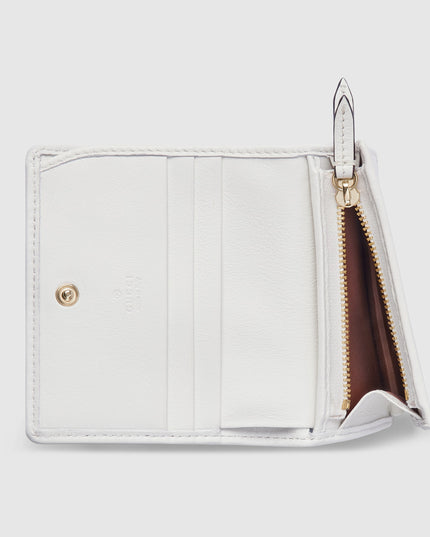 Gucci Horsebit GG Supreme Canvas and White Leather Compact Wallet