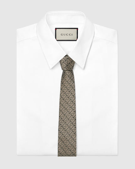 Gucci Horsebit Silk Jacquard Tie – Beige