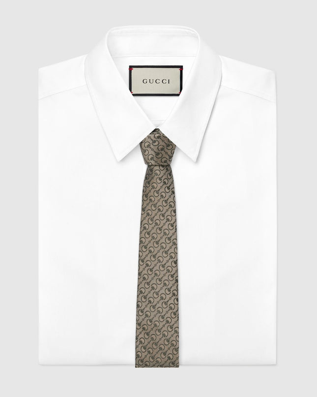 Gucci Horsebit Silk Jacquard Tie – Beige