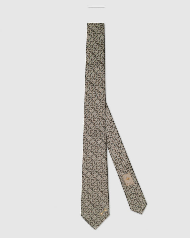 Gucci Horsebit Silk Jacquard Tie – Beige