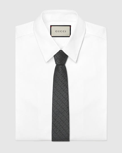 Gucci Horsebit Silk Jacquard Tie – Black