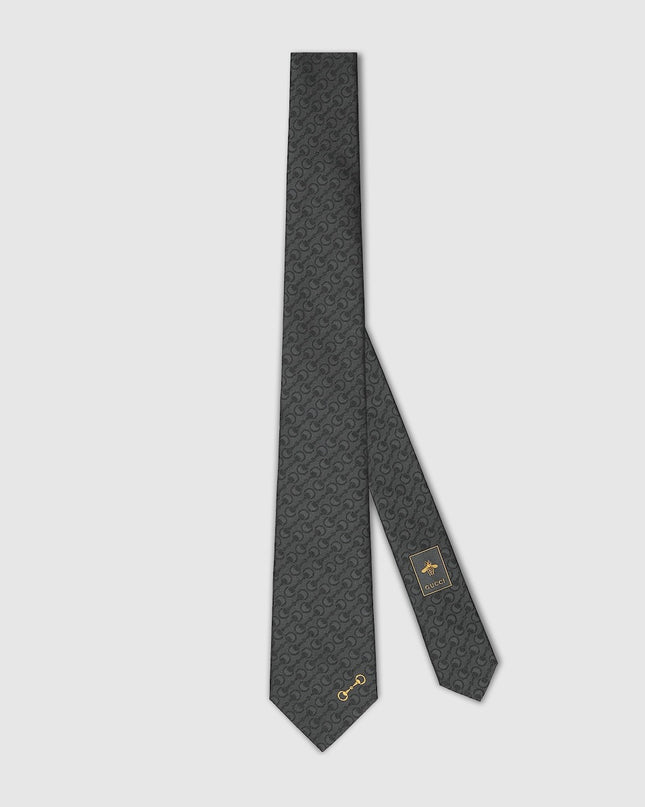Gucci Horsebit Silk Jacquard Tie – Black