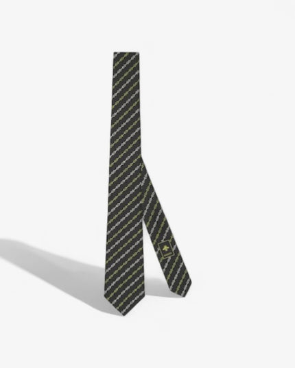 Gucci Horsebit Silk Jacquard Tie – Black with Green Accents