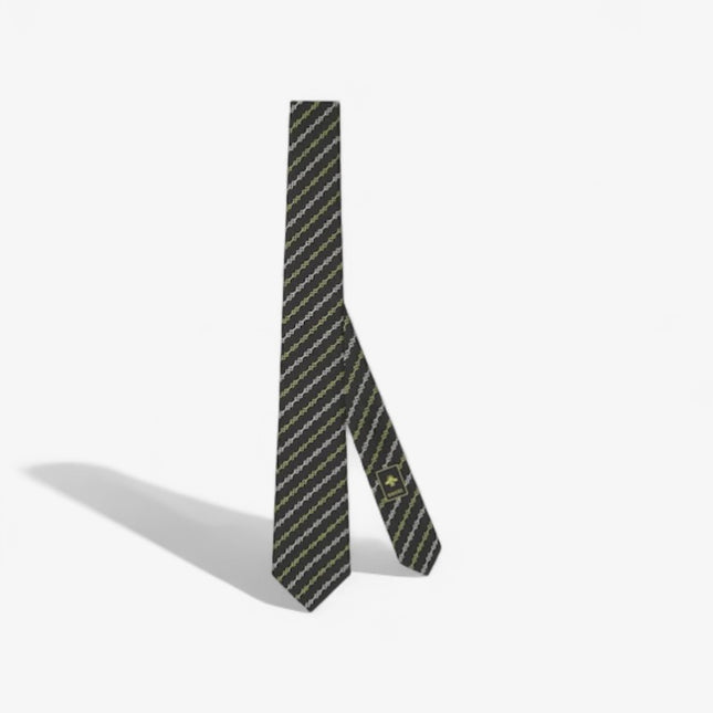 Gucci Horsebit Silk Jacquard Tie – Black with Green Accents