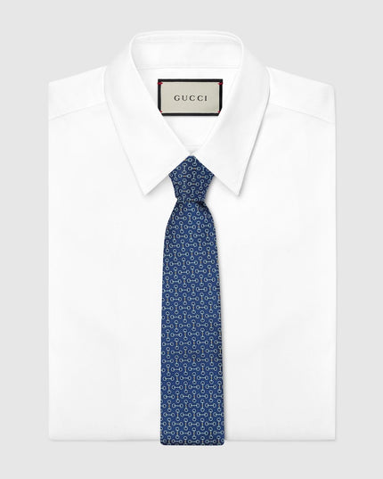 Gucci Horsebit Silk Jacquard Tie – Blue & Light Blue