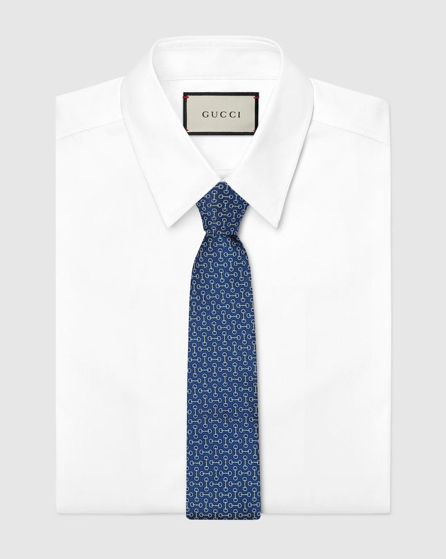 Gucci Horsebit Silk Jacquard Tie – Blue & Light Blue