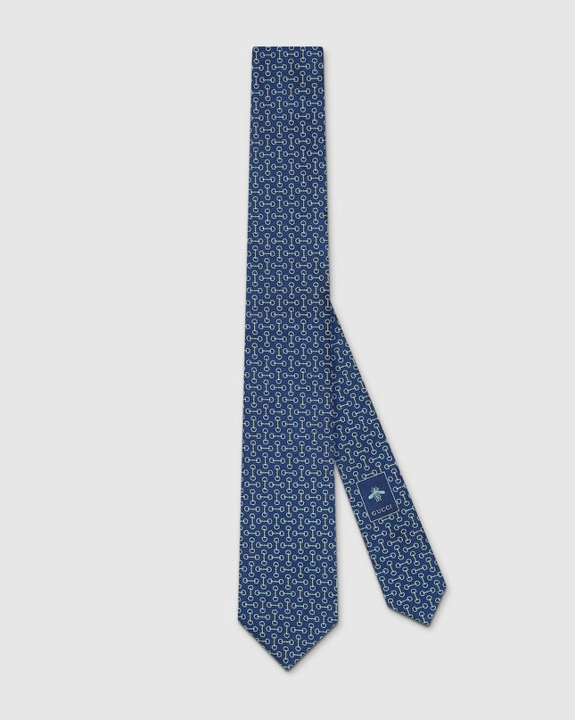 Gucci Horsebit Silk Jacquard Tie – Blue & Light Blue