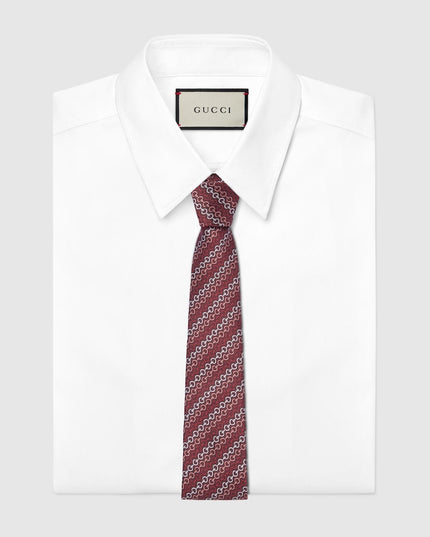 Gucci Horsebit Silk Jacquard Tie – Bordeaux Diagonal Pattern