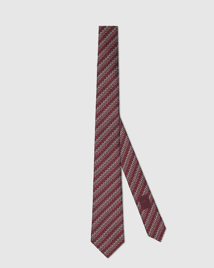 Gucci Horsebit Silk Jacquard Tie – Bordeaux Diagonal Pattern