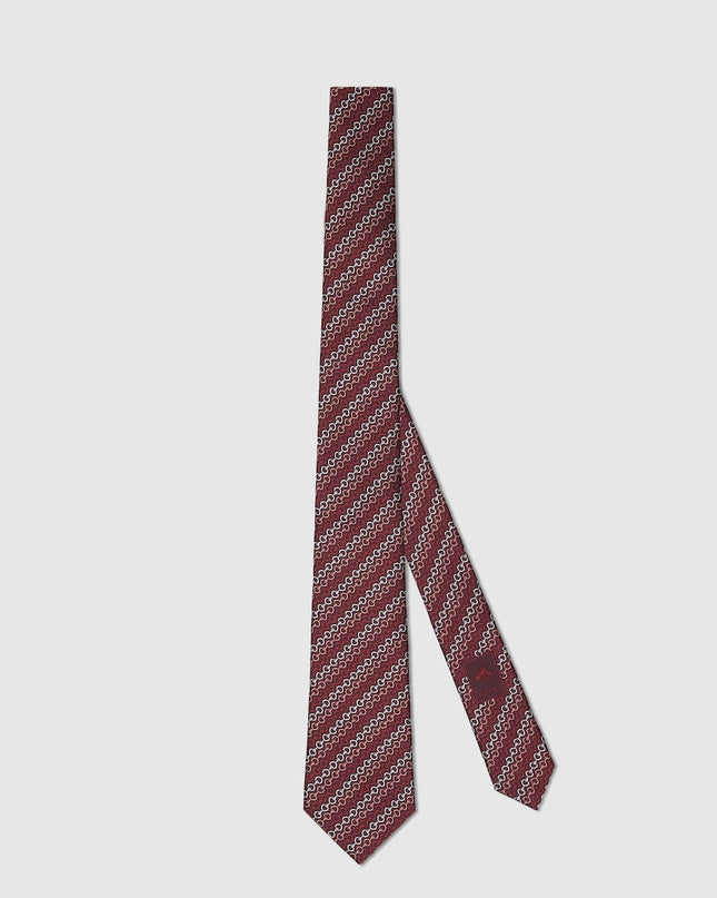 Gucci Horsebit Silk Jacquard Tie – Bordeaux Diagonal Pattern