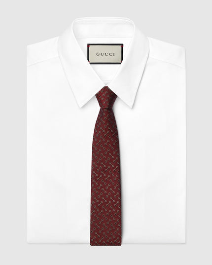 Gucci Horsebit Silk Jacquard Tie – Bordeaux