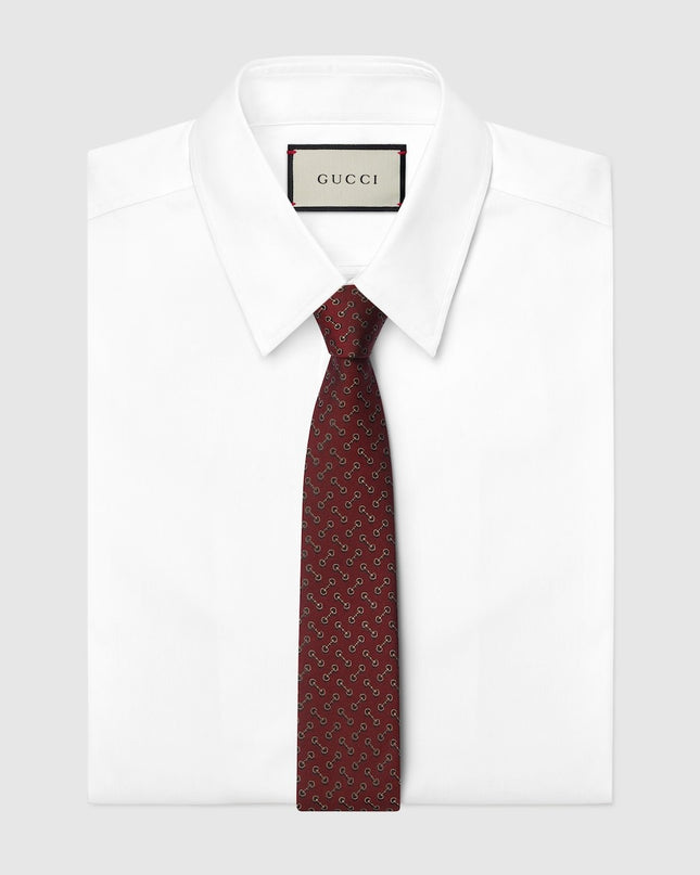 Gucci Horsebit Silk Jacquard Tie – Bordeaux