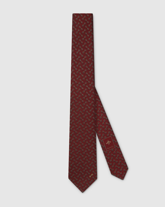 Gucci Horsebit Silk Jacquard Tie – Bordeaux
