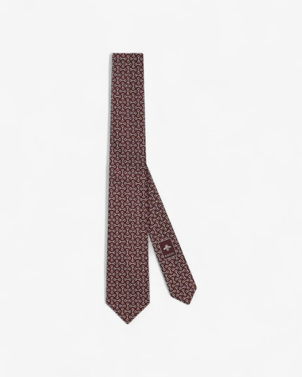 Gucci Horsebit Silk Jacquard Tie – Bordeaux & Ivory