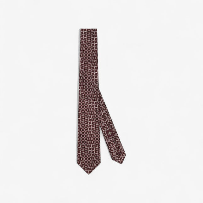 Gucci Horsebit Silk Jacquard Tie – Bordeaux & Ivory
