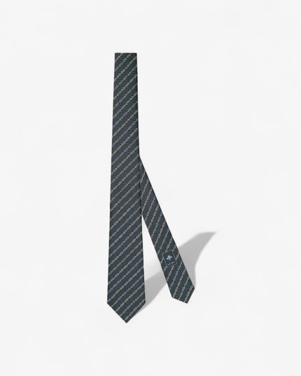 Gucci Horsebit Silk Jacquard Tie – Dark Blue Stripe