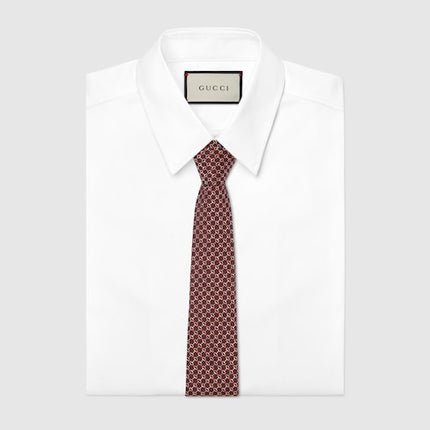 Gucci Horsebit Silk Jacquard Tie – Dark Red