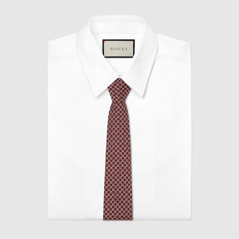 Gucci Horsebit Silk Jacquard Tie – Dark Red