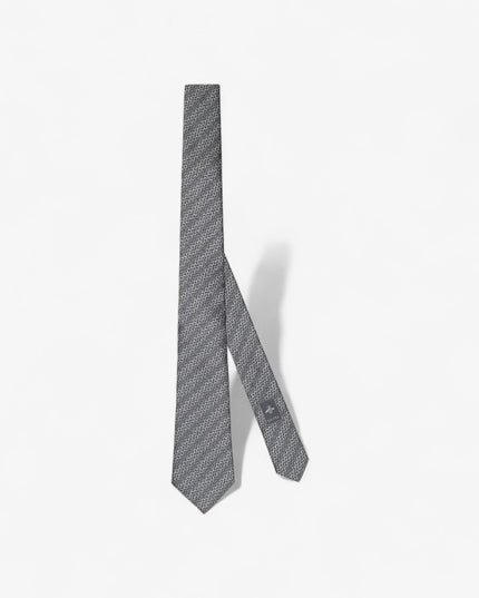 Gucci Horsebit Silk Jacquard Tie – Grey Diagonal Motif