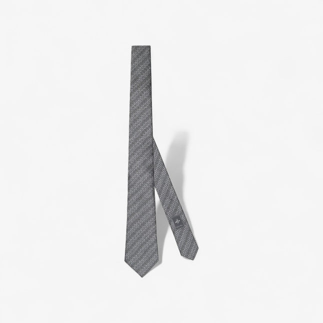 Gucci Horsebit Silk Jacquard Tie – Grey Diagonal Motif