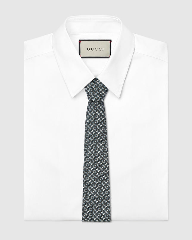 Gucci Horsebit Silk Jacquard Tie – Grey