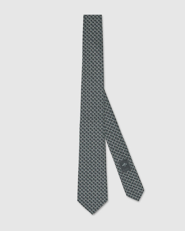 Gucci Horsebit Silk Jacquard Tie – Grey