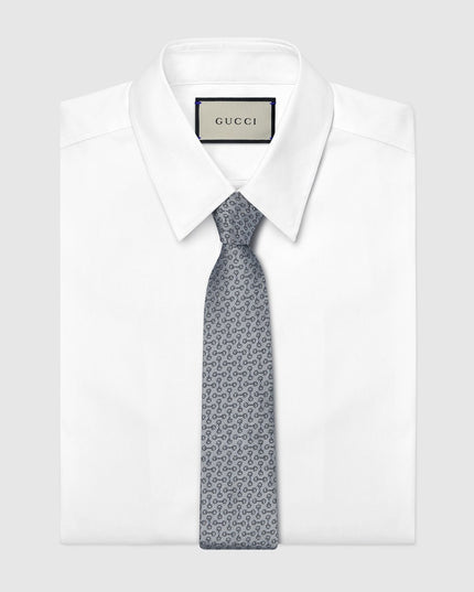 Gucci Horsebit Silk Jacquard Tie – Grey & Dark Grey