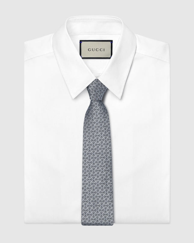 Gucci Horsebit Silk Jacquard Tie – Grey & Dark Grey