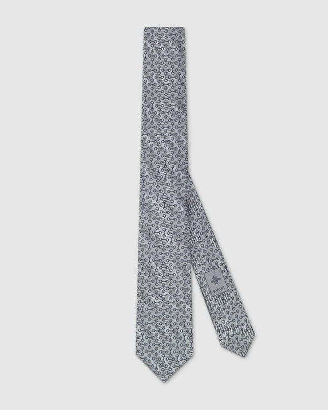 Gucci Horsebit Silk Jacquard Tie – Grey & Dark Grey