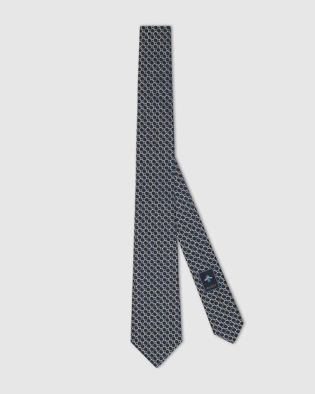 Gucci Horsebit Silk Jacquard Tie – Navy