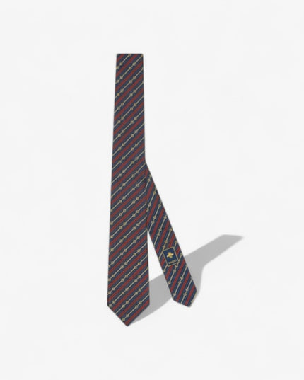 Gucci Horsebit Silk Jacquard Tie – Navy & Red Stripe