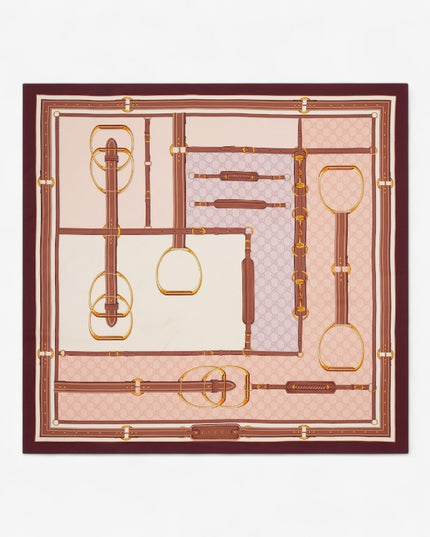 Gucci Horsebit & Stirrup Silk Carré Scarf – Beige