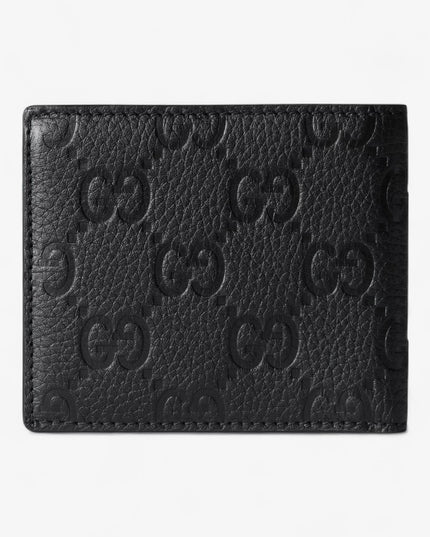 Gucci Imprint Black Embossed Leather Bi-Fold Wallet