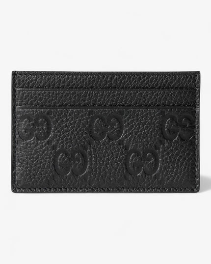 Gucci Imprint Black Embossed Leather Card Case