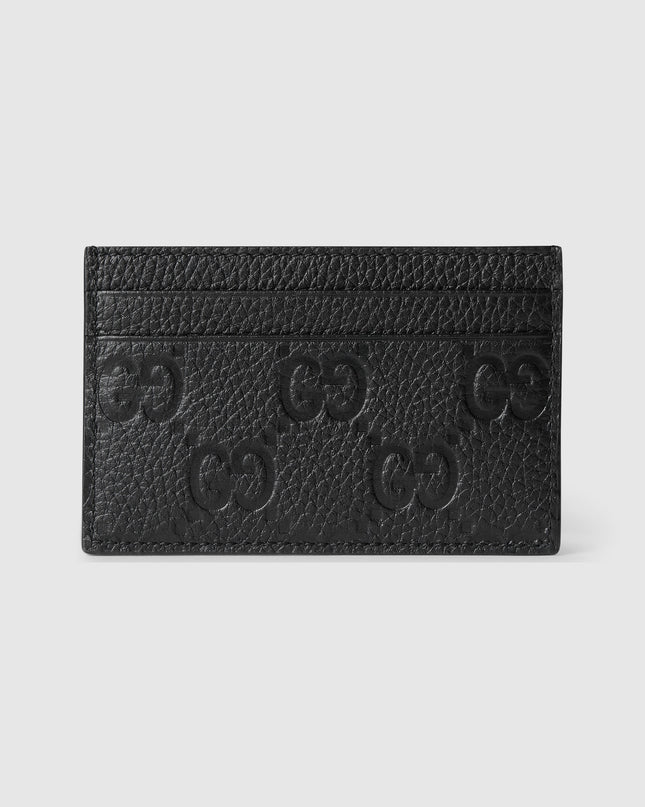 Gucci Imprint Black Embossed Leather Card Case