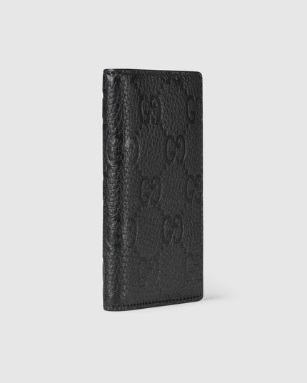 Gucci Imprint Black Embossed Leather Long Card Case