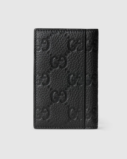 Gucci Imprint Black Embossed Leather Long Card Case