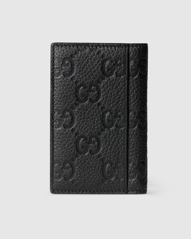 Gucci Imprint Black Embossed Leather Long Card Case