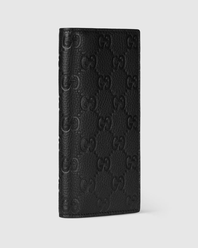 Gucci Imprint Black Embossed Leather Long Wallet