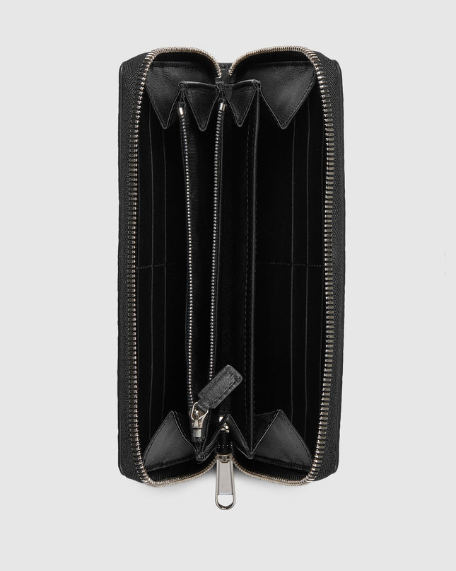Gucci Imprint Black Embossed Leather Zip Around Wallet